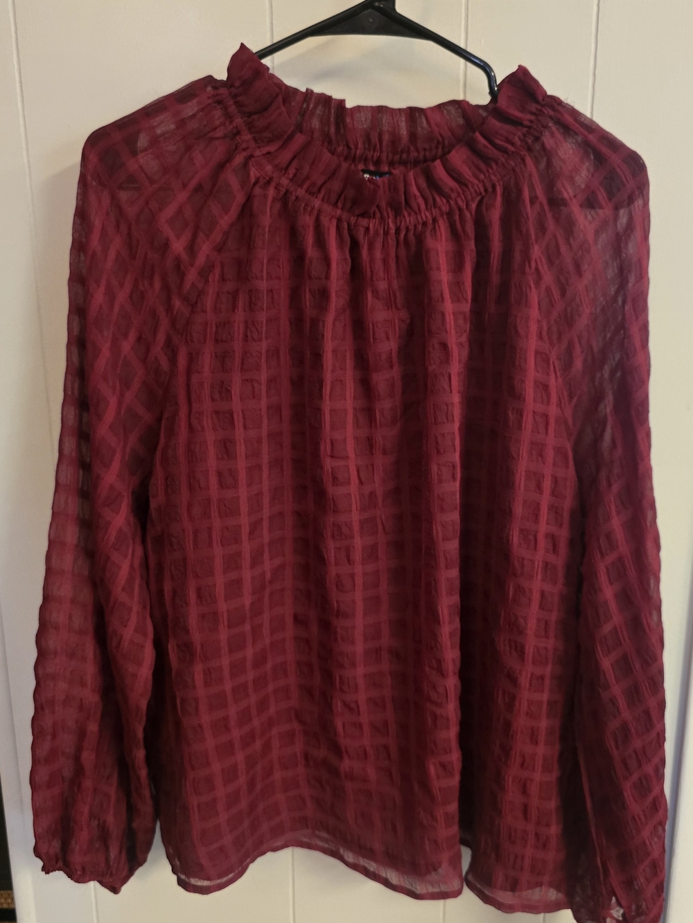 Alice Blue Women's Red Ruffle Neck Blouse - XL